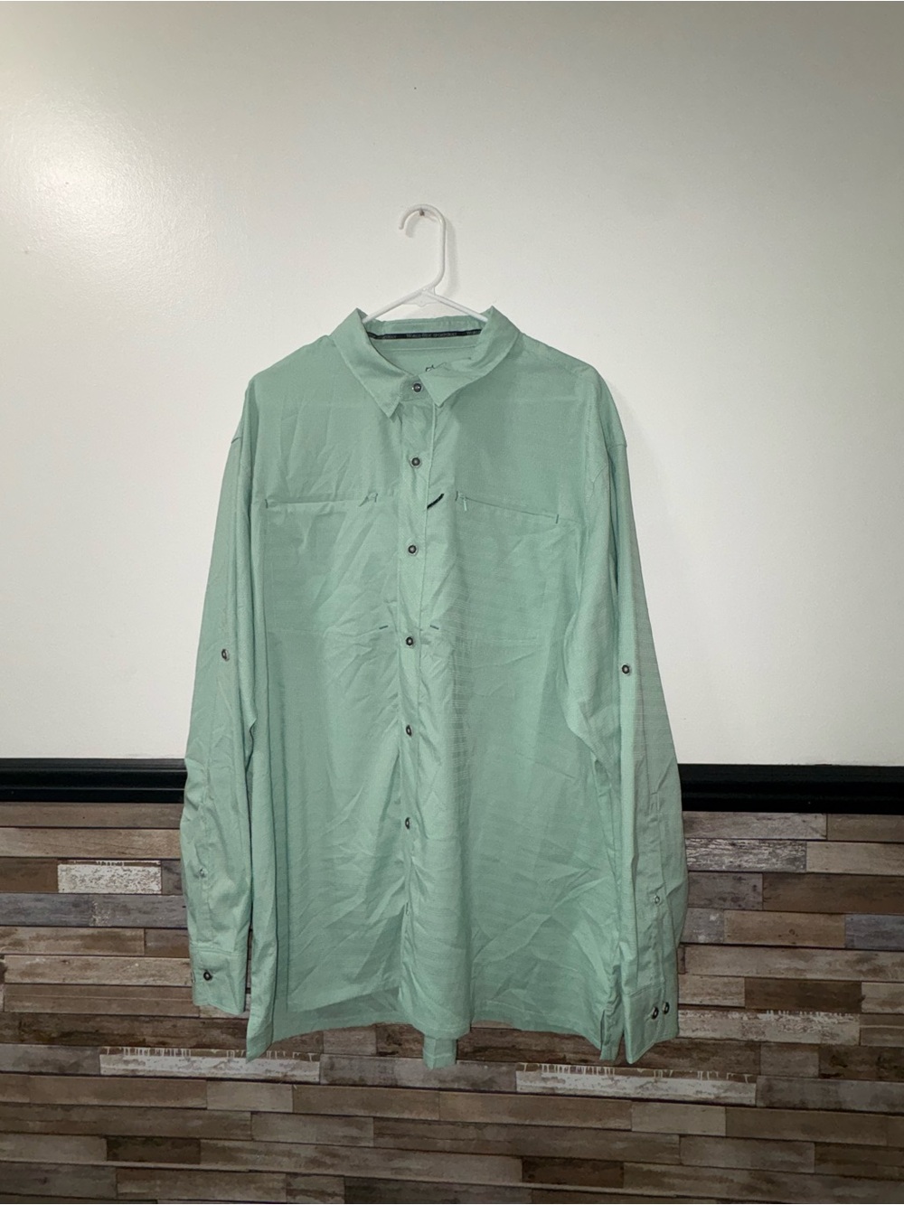 Men’s Worldwide Sportsman Long Sleeve Mint Green Fishing/Outdoor Shirt Size 2XL